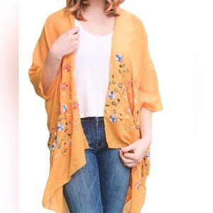 Floral gold/yellow open kimono one size